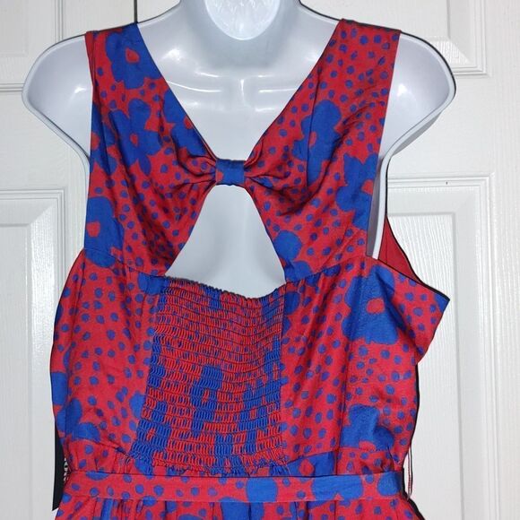 ModCloth red blue floral sleeveless  Timeless Magnetism A Line dress Sz 1X NWT - Picture 5 of 7